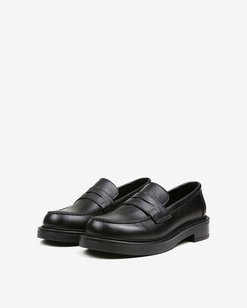 REBETA Deri Kadın Siyah Loafer Ayakkabı
