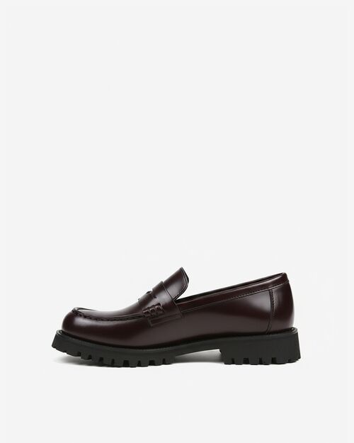 REBETA Deri Kadın Bordo Açma Loafer Ayakkabı