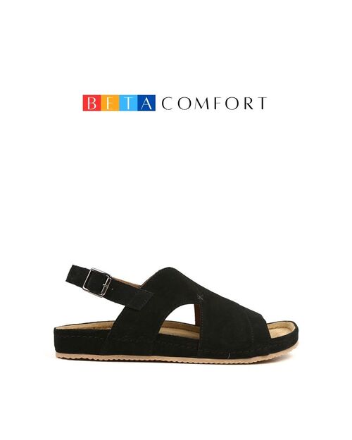 BETA Comfort Erkek Toka Detaylı Siyah Süet Sandalet