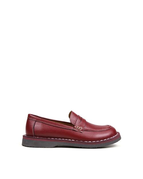 REBETA Deri Kadın Dikiş Detaylı Bordo Loafer Ayakkabı