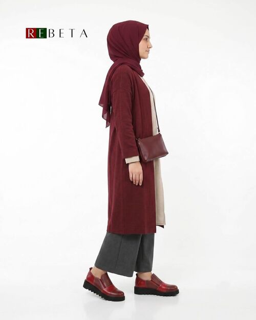 REBETA Deri Kadın Kırmızı Bordo Kombin Ayakkabı