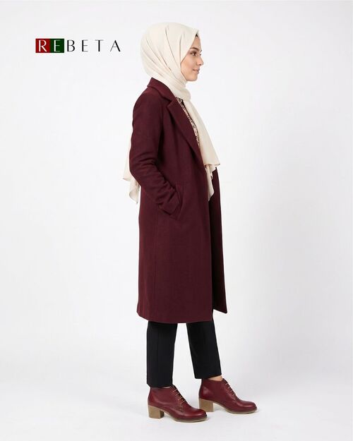 REBETA Deri Kadın Bağcıklı Topuklu Bordo Bot