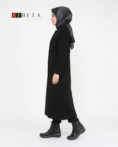 REBETA Deri Kadın Fermuarlı Siyah Bot