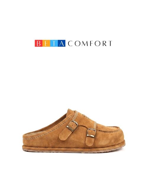 BETA Comfort Kadın Toka Detaylı Önü Kapalı Taba Süet Terlik
