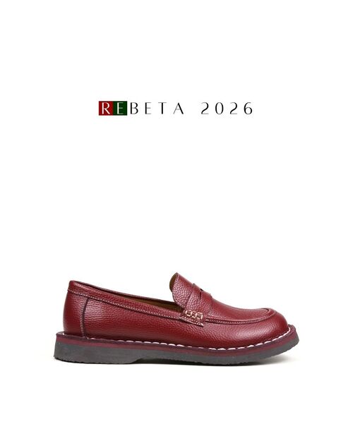 REBETA Deri Kadın Dikiş Detaylı Bordo Loafer Ayakkabı