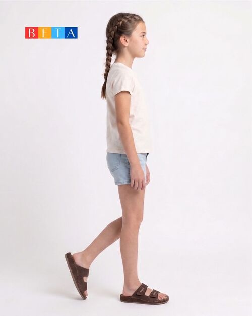 BETA Kids Deri Kız Çocuk Saraç Detaylı Kahve Rengi Süet Terlik