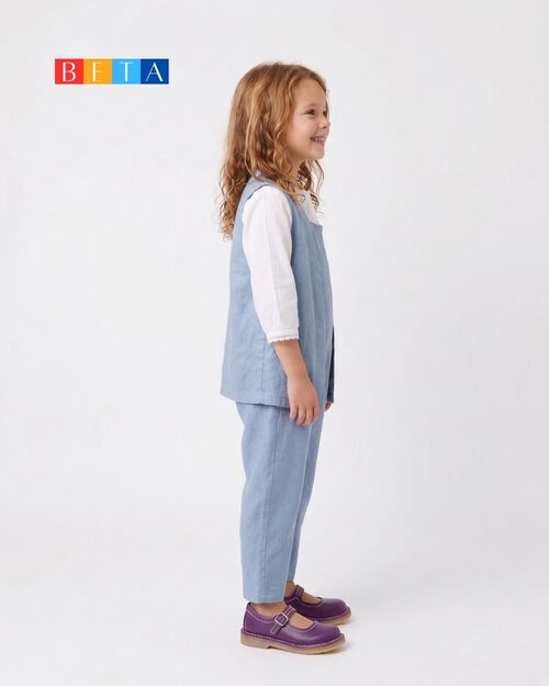 BETA Kids Deri Kız Çocuk Üsten Bantlı Mor Ayakkabı