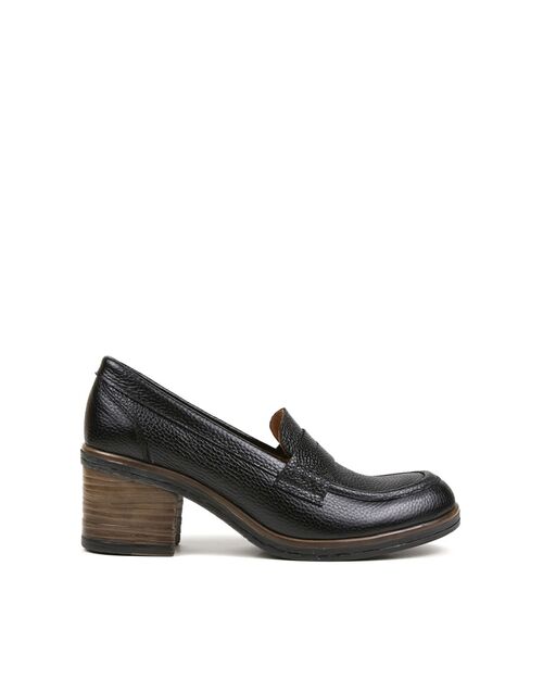 REBETA Deri Kadın Siyah Topuklu Loafer Ayakkabı