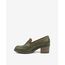 REBETA Deri Kadın Haki Topuklu Loafer Ayakkabı