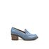REBETA Deri Kadın Mavi Topuklu Loafer Ayakkabı