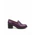 REBETA Deri Kadın Mor Topuklu Loafer Ayakkabı
